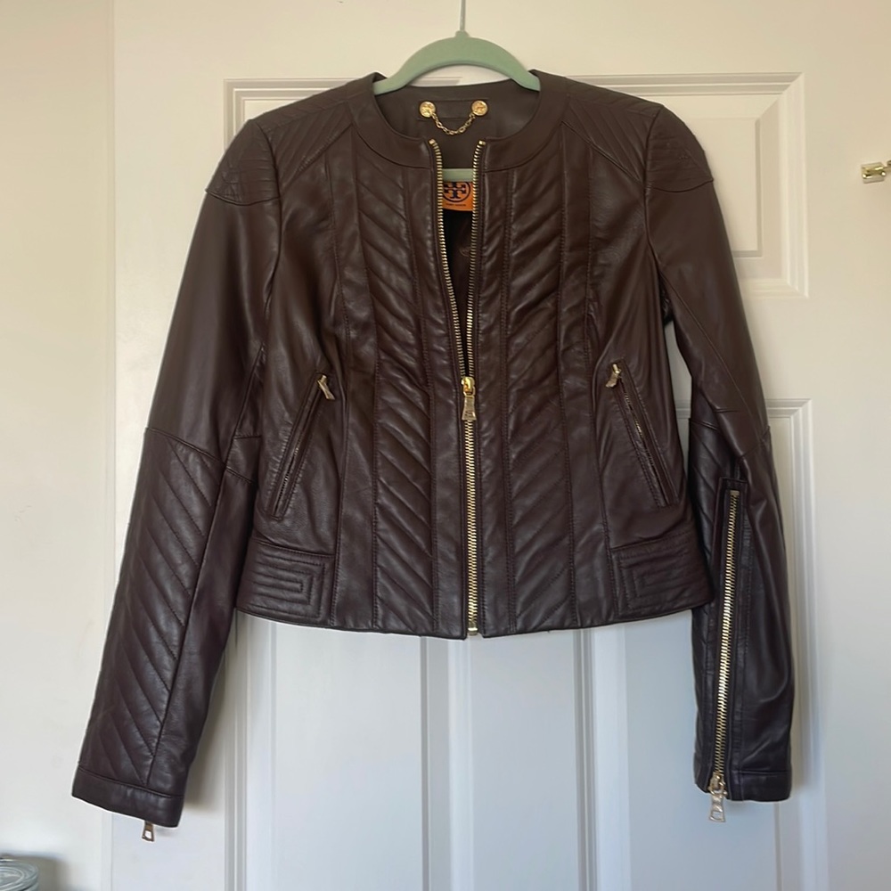 Tory Burch Chocolate Brown Leather Jacket